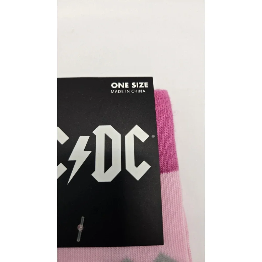 AC/DC Pink Crew Socks Official Band Merchandise One Size Rock Band Socks New
